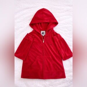 Juicy Couture Red Velour Hooded Zip-Up Sweatshirt